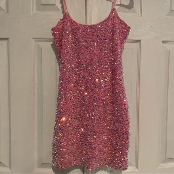 Lucy in the Sky Pink sequins cocktail style dress Womens XS - Picture 3 of 7